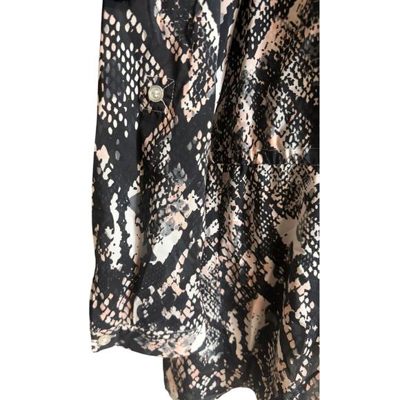 INC International Concepts Blouse 14 Snake Print Drawstring Waist Long Sleeve - Picture 5 of 9